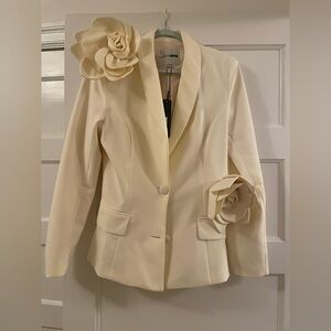Fashion Nova Cream Floral-Embellished Women's Blazer